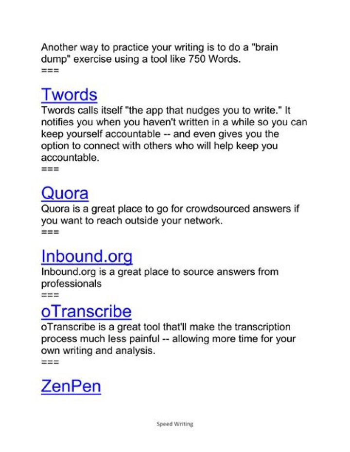 What is speed writing?